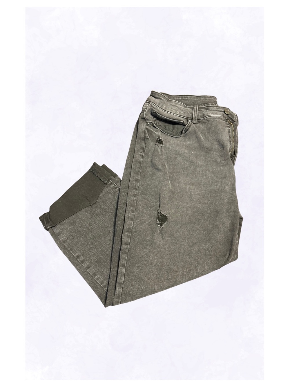 Women's Charcoal Distressed Denim Capri Size 14